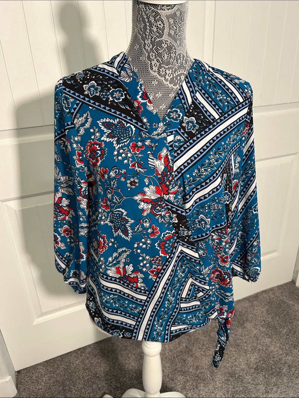 Soho Jeans Teal Floral Blouse M